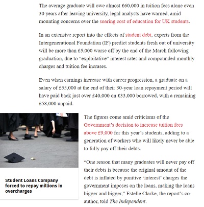 دانشجویان انگلیسی بدهکارترین فارغ التحصیلان کشورهای انگلیسی زبان