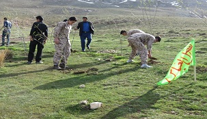 اعزام بسیجیان چهارمحال و بختیاری جهت توسعه فضای سبز دهلاویه