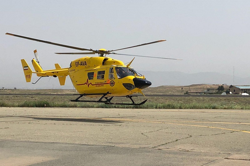 اعزام بالگرد آمبولانس سمنان به مناطق سیل زده خوزستان