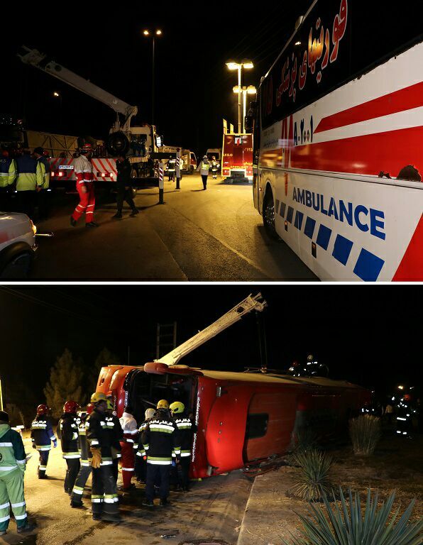 ۹ کشته در واژگونی اتوبوس محور اصفهان به شیراز