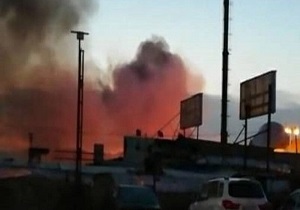 آتش گرفتن علفزار‌ها در حوالی بازار قزوین