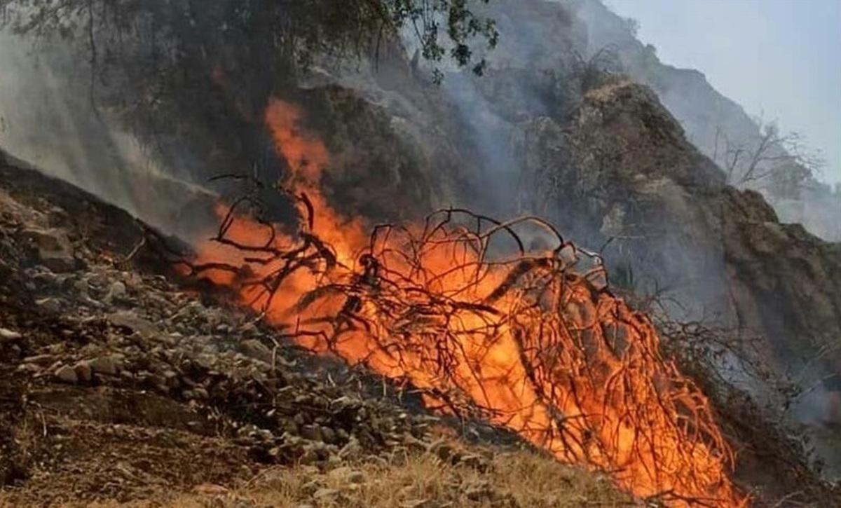 مشارکت ۷۰ نفر در مهار آتش در کوه خائیز بهبهان