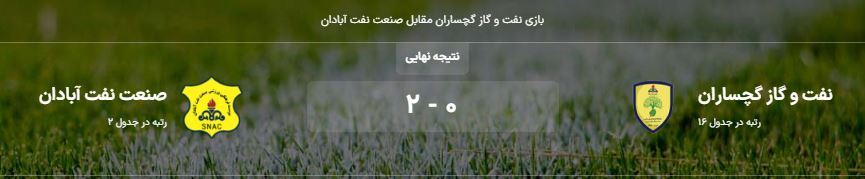 صعود تیم فوتبال صنعت نفت آبادان به رده دوم جدول لیگ آزادگان