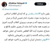 دعوت ولایتی به حضور گسترده مردم در راهپیمایی ۲۲ بهمن