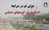 وضعیت هوای قم در شرایط ناسالم برای گروه‌های حساس