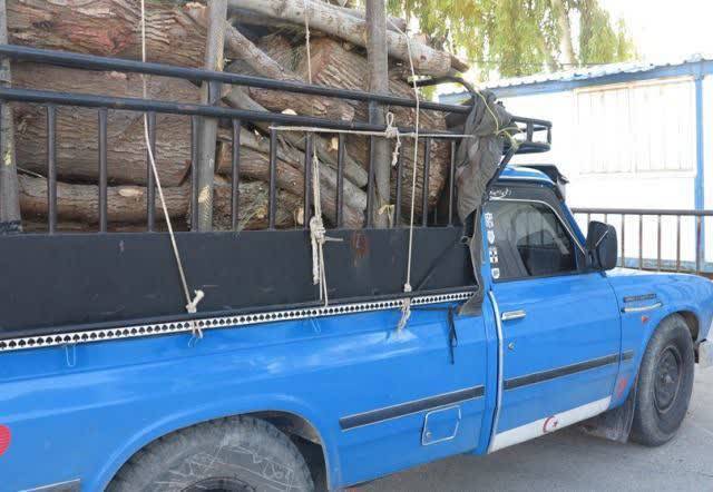 توقیف وانت نیسان حامل چوب فاقد مجوز در بوانات