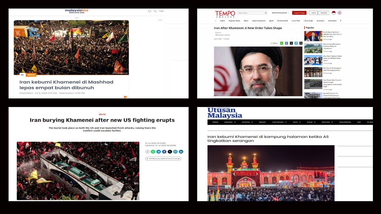 بازتاب گسترده ششمین روز وداع با رهبر شهید در رسانههای جنوب شرق آسیا بازتاب گسترده ششمین روز وداع با رهبر شهید در رسانههای جنوب شرق آسیا
