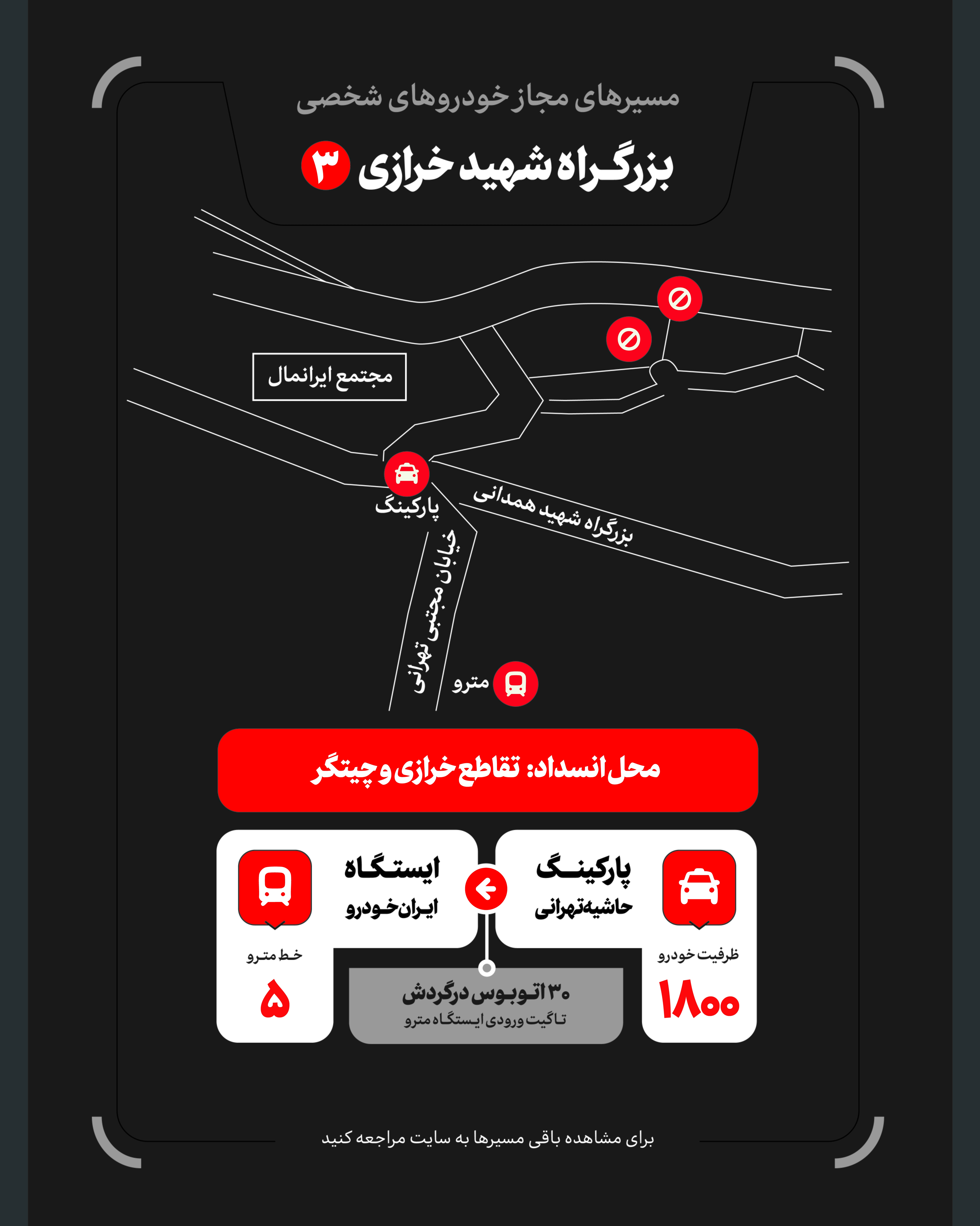 تمهیدات گسترده مدیریت شهری برای مراسم وداع و تشییع رهبر شهید / ۴ پهنه پارک خودرو تعیین شد تمهیدات گسترده مدیریت شهری برای مراسم وداع و تشییع رهبر شهید / ۴ پهنه پارک خودرو تعیین شد