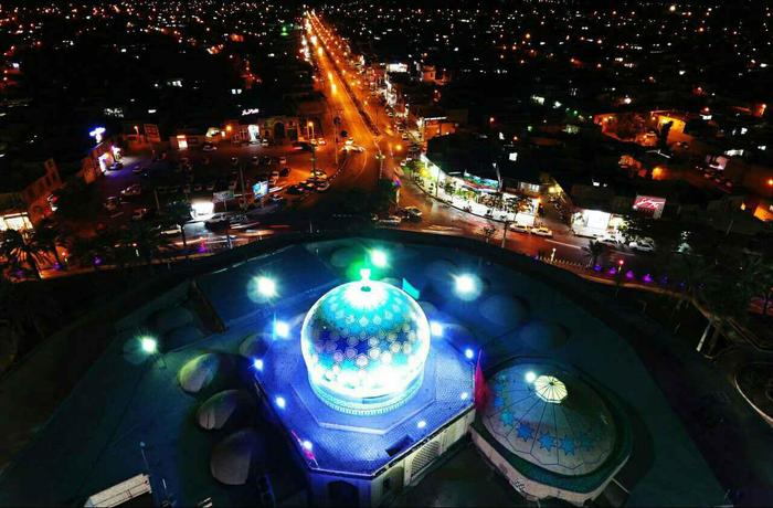 تصویر هوایی از آستان مقدس امامزاده عبدالله بافق  (عکس ابوالفضل ندافیان)