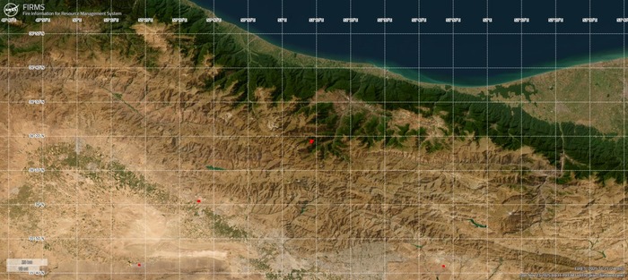تصاویر ماهواره ای ناسا از منطقه دچار آتش سوزی در جنگل های الیت در جنوب چالوس