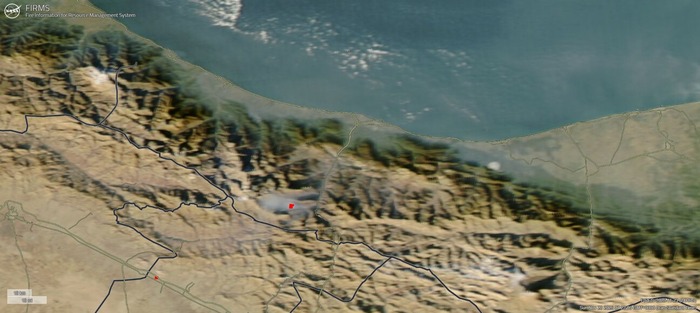 تصاویر ماهواره ای ناسا از منطقه دچار آتش سوزی در جنگل های الیت در جنوب چالوس